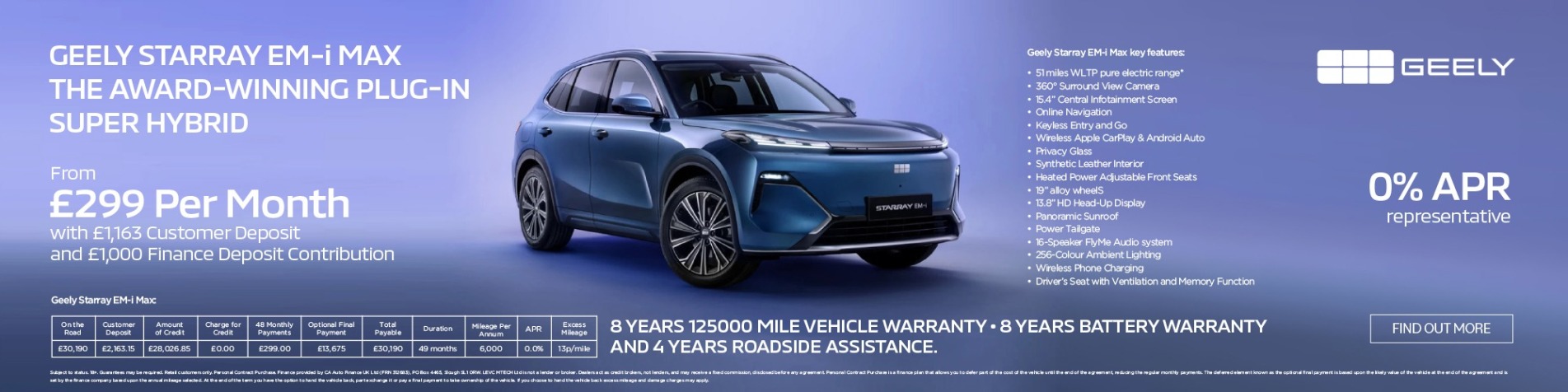 Geely Starray 0% PCP Offer Banner