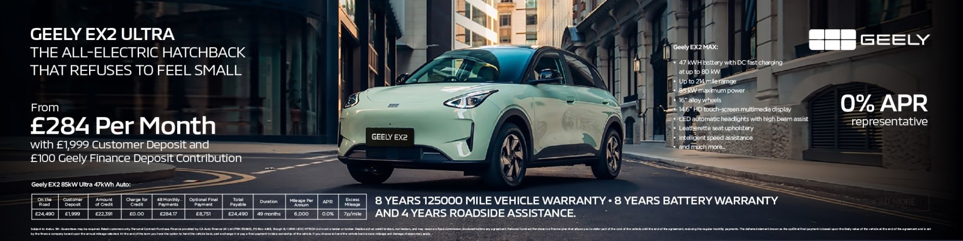 Geely EX2 0% PCP Offer Banner
