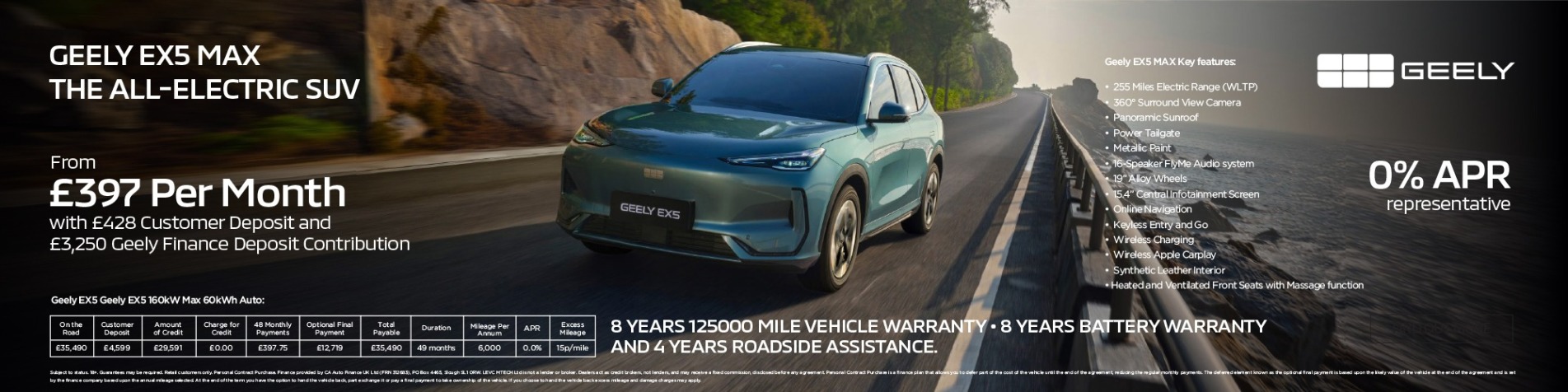Geely EX5 0% PCP Offer Banner
